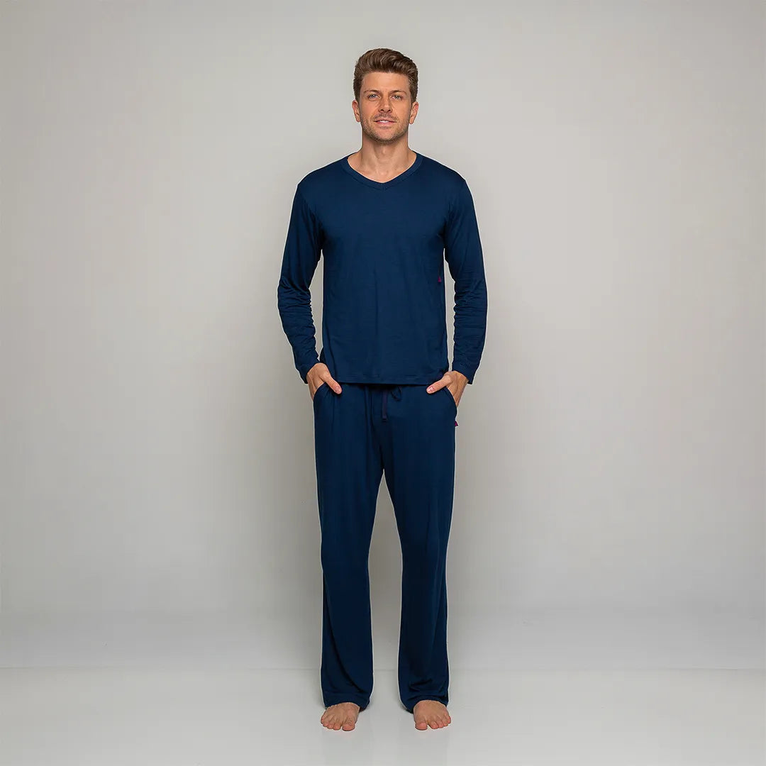 Pijama Masculino Comfty® (Camiseta Manga Longa + Calça)