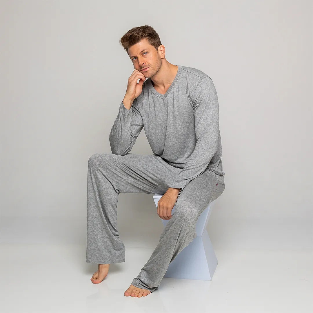 Pijama Masculino Comfty® (Camiseta Manga Longa + Calça)