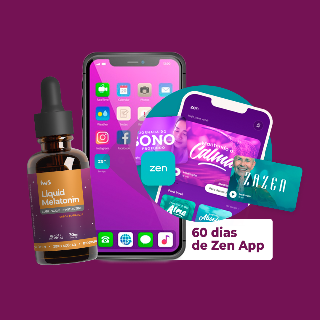 Melatonina Líquida IWS 30ml Maracujá + 60 dias Zen App + Ebook
