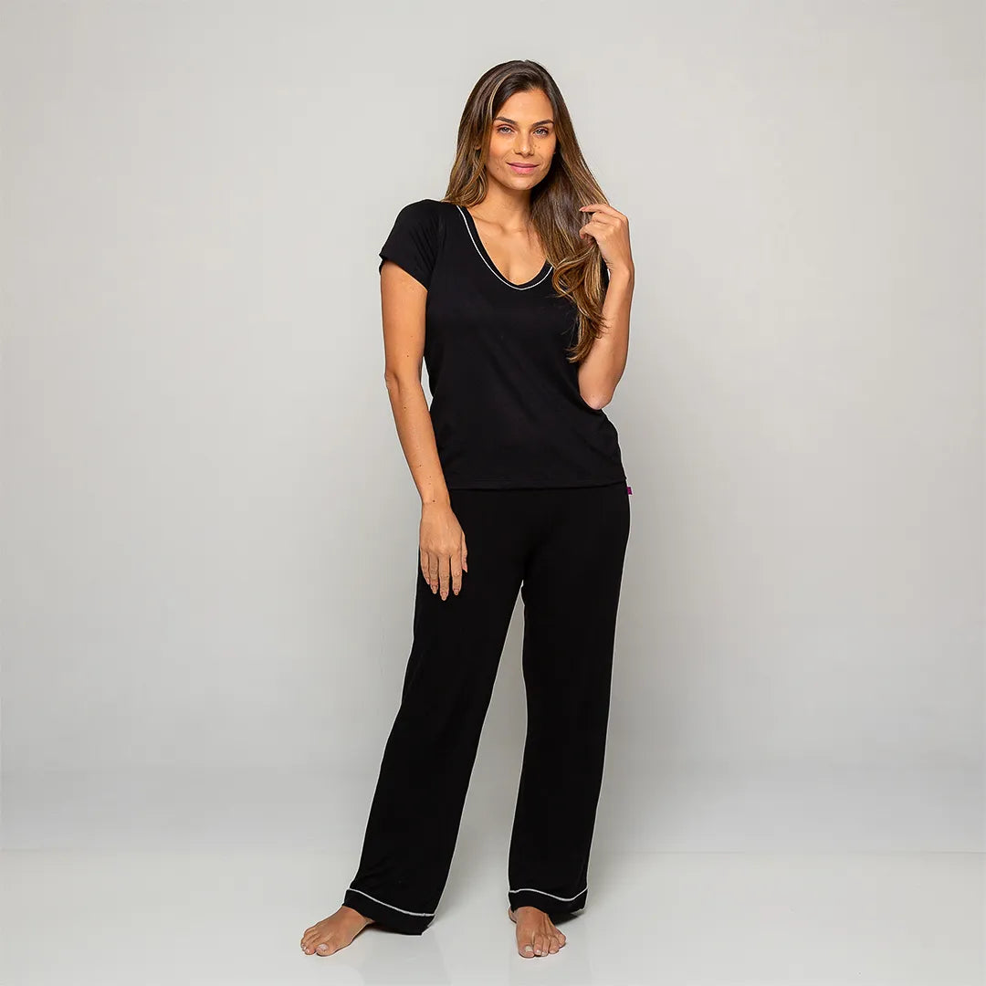 Pijama Feminino Comfty® (Camiseta Manga Curta + Calça)
