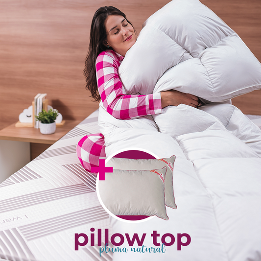 Kit PillowTop Pluma Natural + 2 Travesseiros Pluma Touch®