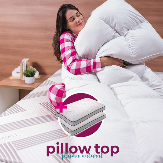 Kit PillowTop Pluma Natural + 2 Travesseiros Snow®