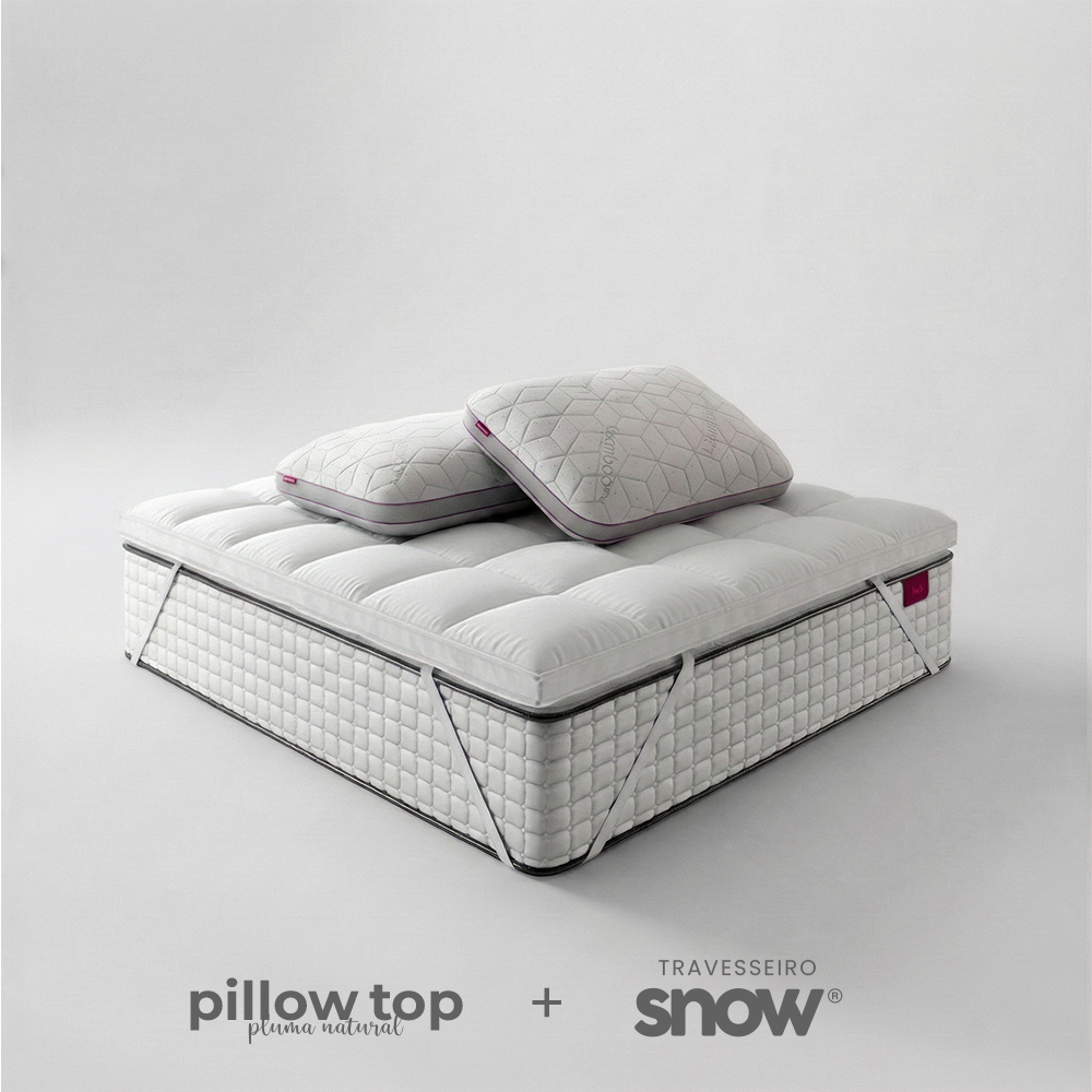 Kit com Pillow Top Pluma Natural + 2 Travesseiros Snow®