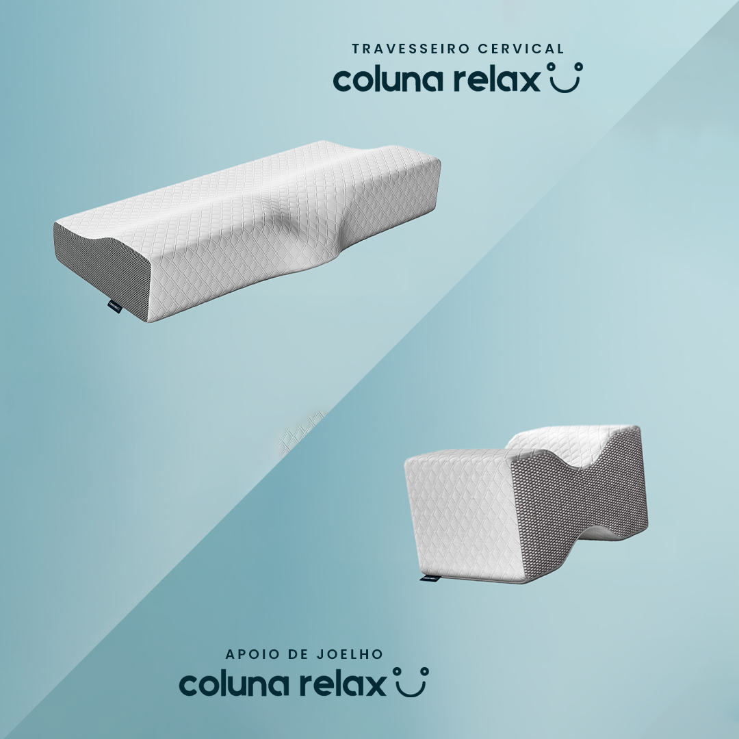 Kit com Travesseiro Cervical Coluna Relax + Apoio de Joelhos Coluna Relax