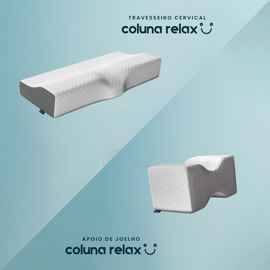 Kit com Travesseiro Cervical Coluna Relax + Apoio de Joelhos Coluna Relax