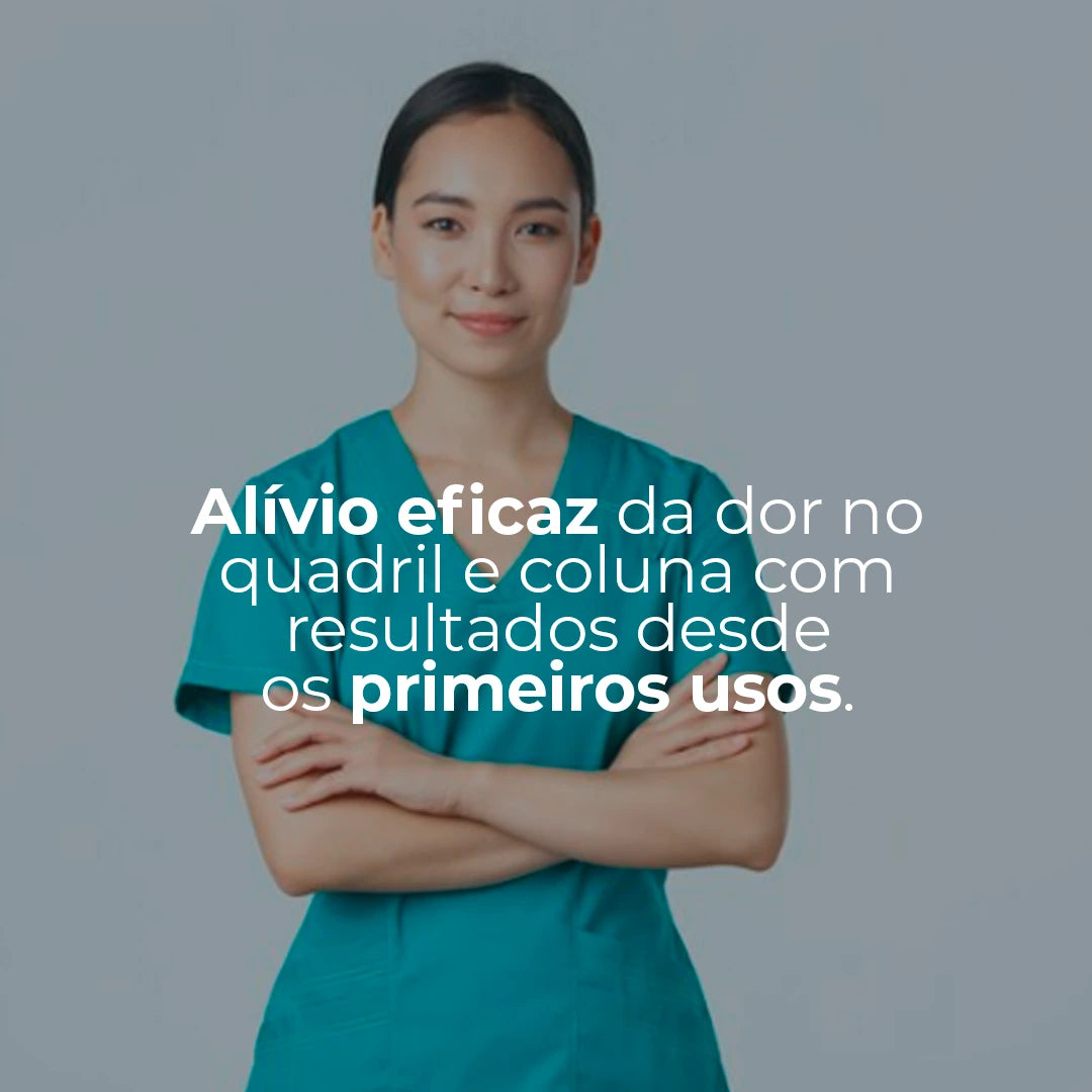 profissional especializada reafirmando o alivio eficaz da dor no quadril e colina com resultados desde os primeiros usos